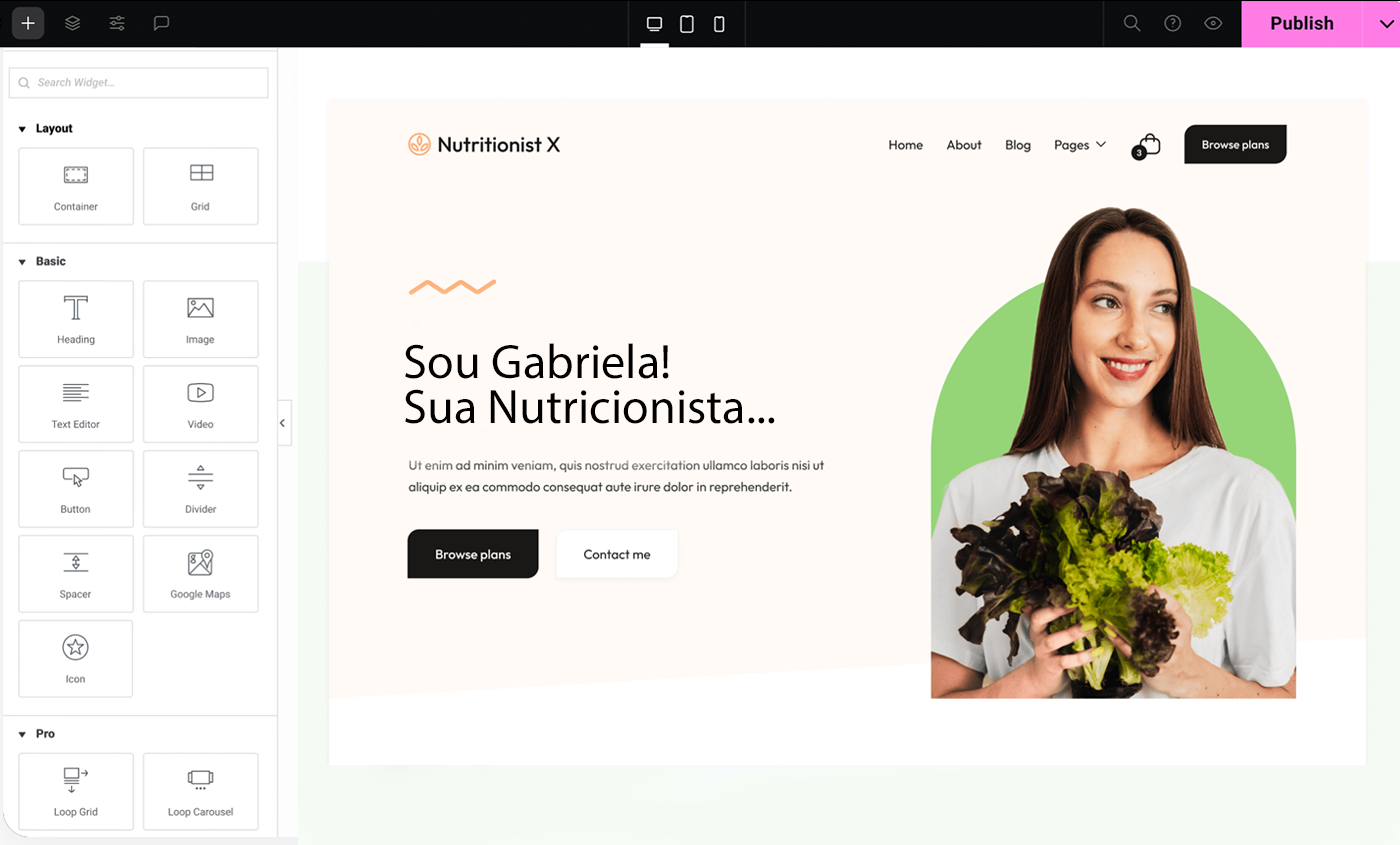 Site para nutricionistas